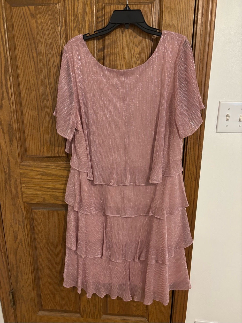 SLNY Dusty Rose Layered Ruffle Midi Dress - Picture 2 of 3